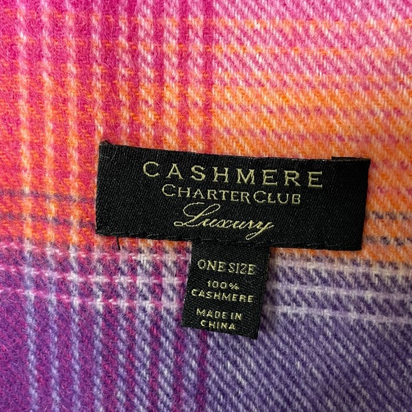 Charter Club Cashmere Scarf multicolored plaid - Picture 3 of 4